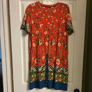 Floral Red and Green Dress